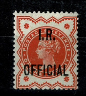 Ref 1585 - GB 1888 1/2d Vermilion Overprinted I.R. SG O13 - Very Lightly Mounted Mint - Servizio
