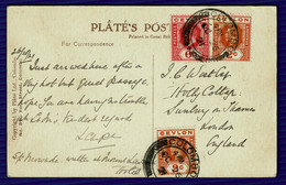 Ref 1585 - 1921 Postcard York Street Colombo Ceylon 10c Rate To London - Ceylon (...-1947)