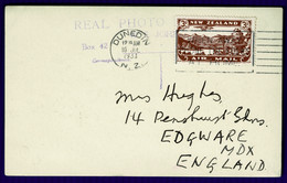 Ref 1586 -  1933 RP Postcard Lake Wanaka Pembroke - New Zealand Scenery 3d Rate To Edgware - Storia Postale