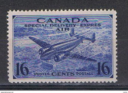 CANADA:  1942/43  AIR  MAIL  PLANE  BY  EXPRESS  -  16 C. UNUSED  STAMP  -  YV/TELL. 9 - Entrega Especial/Entrega Inmediata