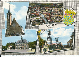 Avion (62 Pas De Calais) Vues église, Mairie, Fosses Et Générale Avec Blason De Robert Louis - Avion