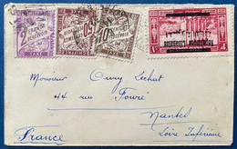 Petite Lettre Grand Liban 1932 N°100 Oblitéré Taxée à 2FR60 Timbre Taxe Duval N°29, 37 & 42 Pour NANTES TTB - Lettres & Documents