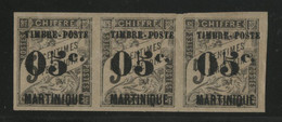 N° 19 Bande De Trois Cote 69 € Neuve * (MH)  Petites Adhérences Au Verso 05 C Sur 5 Ct Noir Timbre-Taxe - Unused Stamps