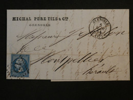 BK18 FRANCE  BELLE  LETTRE 1864   GRENOBLE  A  MONTPELLIER ++ NAPOLEON  N° 21++ AFFRANCH. INTERESSANT++ - 1862 Napoléon III.