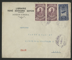 ETHIOPIE N° 201 (x2) + Poste Aérienne N° 12 D'ADDIS ABEBA En 1931 Pour Lyon Voir Description - Ethiopia