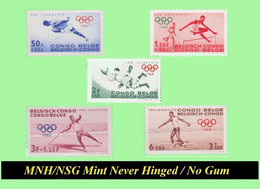 1960 ** BELGIAN CONGO / CONGO BELGE = COB MNH/NSG 367/371 OLYMPICS ( X 5 Stamps ) [ NO GUM ] - Neufs