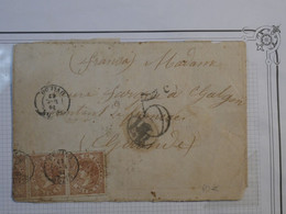 C ESPANA  BELLE LETTRE 1868 A GALGON  FRANCE   ++  BANDE DE 3 TP  ++ AFFRANCH. INTERESSANT++ - Lettres & Documents