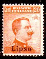 Egeo-OS-297- Lipso: Original Stamp And Overprint 1917 (++) MNH - Quality In Your Opinion. - Aegean (Lipso)