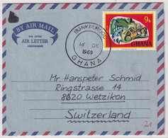 MiNr. 315 Ghana 1967, 1. Juni. Freimarken: Nationale Symbole Bedarfsluftpostbrief In Die Schweiz Gelaufen - Ghana (1957-...)