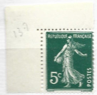 FRANCE N° 137 5C VERT TYPE SEMEUSE RECTO VERSO BDF NEUF SANS CHARNIERE - Unused Stamps