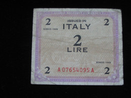 ITALIE - 2 Lire  Issued In ITALY - Allied Military Currency - Série 1943  **** EN ACHAT IMMEDIAT **** - Geallieerde Bezetting Tweede Wereldoorlog