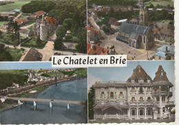 - CPSM - 77 - CHATELET EN BRIE - Le Château, Fontaine Et Port - 027 - Le Chatelet En Brie