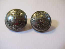 2 Boutons Anciens Bombés/ Poste/Uniforme/Postes Et Télégraphes/ Laiton Argenté/ DMR Paris /2,3 Cm/ Début XXéme   BOUT237 - Knöpfe