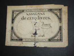 Domaines Nationaux - Assignat De Cinq Livres - Loi Du 24 Octobre  1793  **** EN ACHAT IMMEDIAT ***** - Assegnati
