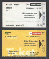 Austria, Wien, One Way Ticket, Lot Of 2,   2015, 2016. - Europa