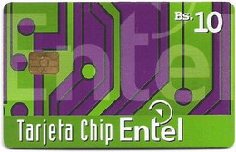 Bolivia - Entel (Chip) - Abstract Green Design, 2000, 10Bs, 100.000ex, Used - Bolivien