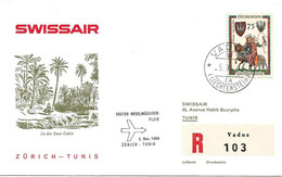Liechtenstein: 1964 Swissair Air Mail Brief Zürich - Tunis - Lettres & Documents