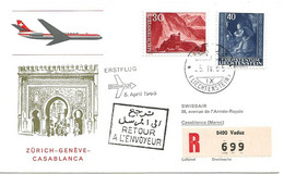 Liechtenstein: 1965 Swissair Air Mail Brief Zürich - Casablanca - Covers & Documents