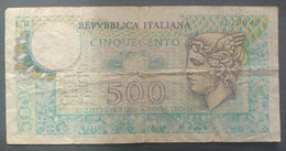 BANKNOTE ITALIA 500 LIRE 1974 MICONI NARDI FABIANO CIRCULATED - 500 Liras
