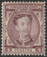 Spain 1876 Sc 229 Espana Ed 181 MLH* Some Glazed Gum - Unused Stamps