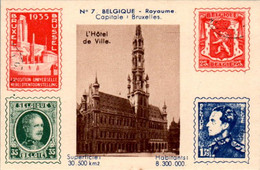 Image Pays Belgique Avec Impression Timbre Poste Capitale Bruxelles N°7 ベルギー Belgium 比利时 Dos Blanc En TB.Etat - Autres & Non Classés