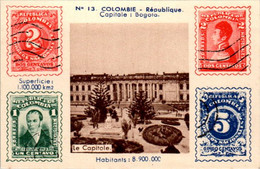 Image Pays Colombie Avec Impression Timbre Poste Capitale Bogota N°13 コロンビア Colombia 哥伦比亚 Dos Blanc En TB.Etat - Other & Unclassified