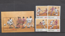 SOCCER - CAPE VERDE - 1990 - ITALIA WORLD CUP SET OF 4 + SOUVENIR SHEET MINT NEVER HINGED - 1990 – Italie