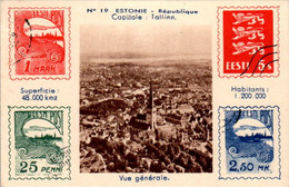 Image Pays Estonie Avec Impression Timbre Poste Capitale Tallinn N°19 エストニア Estonia 爱沙尼亚 Dos Blanc En TB.Etat - Autres & Non Classés