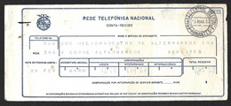 Recibo Rede Telefónica Nacional, Obliteração De Abrantes. Sociedade De Melhoramentos Alferrarede. Rua Conde Alferrarede. - Portugal