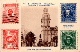 Image Pays Uruguay Avec Impression Timbre Poste Capitale Montevideo N°48 乌拉圭 Dos Blanc ウルグアイ En TB.Etat - Autres & Non Classés