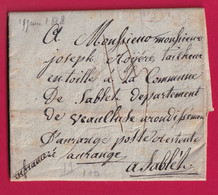 ARMEE ITALIE LETTRE DE MESSINE MESSINA ITALIA 1808 POUR SABLET VAUCLUSE LETTRE COVER - Army Postmarks (before 1900)