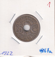 France 25 Centimes 1922 Km#867a - 25 Centimes