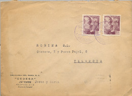 1947 TARRAGONA , SOBRE CIRCULADO , MATASELLOS DE JESÚS Y MARIA EN COLOR AZUL - Covers & Documents