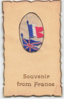 CPA Brodée - Fantaisie - Souvenir From France - Broderie - Drapeau Français Et Anglais - Bordados