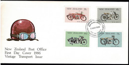 New Zealand 1986 Vintage Transport - Motorbiks, Motorcycles FDC - FDC