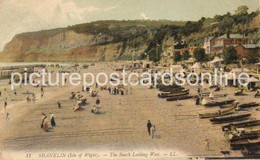 SHANKLIN ISLE OF WIGHT THE BEACH LOOKING WEST OLD COLOUR POSTCARD  LL - Shanklin