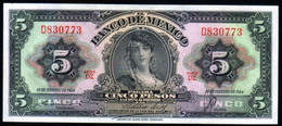 MEXICO 5 Pesos ( GYPSY ) 10/02/1954 Serie DZ  D830773 PICK 57b UNC - Mexiko