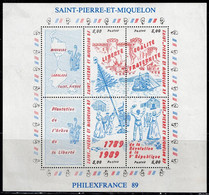 SAINT PIERRE AND MIQUELON1989 200TH ANNIVERSARY OF THE FRENCH REVOLUTION MI No BLOCK 2 MNH VF!! - Blocks & Sheetlets