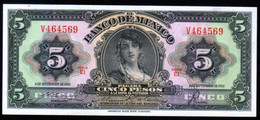 MEXICO 5 Pesos ( GYPSY ) 08/09/1954 Serie EI V464569 PICK 57c UNC - Mexique