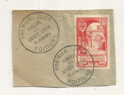 FDC, Premier Jour, FRANCE , POITIERS ,  21 Juin1952,  ABBAYE DE SAINTE CROIX - 1950-1959