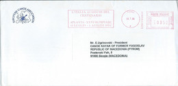 Cover - European Canoe Association ,Italy / Italia,canceled 1996,red Meter Stamp,Olympic Games Atlanta - Canoë