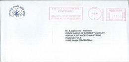 Cover - European Canoe Association ,Italy / Italia,canceled 1996,red Meter Stamp,Olympic Games Atlanta - Kano