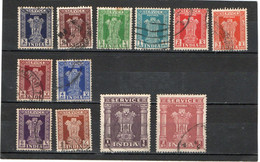 INDE   1950-51  Service  Y.T. N° 1D à 13  Incomplet  Oblitéré - Francobolli Di Servizio