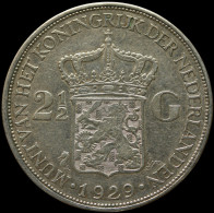 LaZooRo: Netherlands 2 1/2 Gulden 1929 XF - Silver - 2 1/2 Florín Holandés (Gulden)