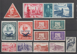 1946/1947 - MONACO - POSTE AERIENNE YVERT N°13/27 * MLH - COTE = 30 EUR - Airmail