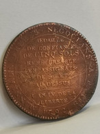MEDAILLE DE CONFIANCE DE 5 SOLS L'AN IV DE LA LIBERTE 1792 - Monétaires / De Nécessité