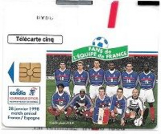 Télécarte  N S B  5 U, Sport  FOOT - BALL  EQUIPE  DE  FRANCE  Avec  Sponsor  CANDIA, GN  492, 6500  Ex, 03 / 98 - 5 Eenheden