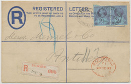 GB 1892 QV 2d Postal Stationery Registered Env Uprated W. Jubilee 2½d (pair) Tied By Oval "REGISTERED / EXCHANGE L'POOL - Cartas & Documentos