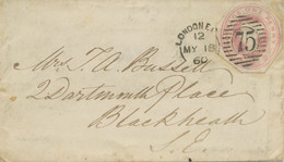 GB VERY EARLY USAGE OF POSTAL STATIONERY CUT OUT 18.5.1860 QV 1d Pink LONDON EC - Cartas & Documentos