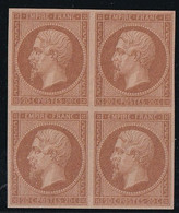 France N°14 - Essai En Bistre - Bloc De 4 - Neuf Sans Gomme - TB - 1853-1860 Napoleon III